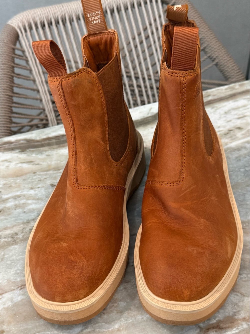 Women’s SOREL Hi-Line Chelsea brown leather platform boots- Size 8.5 - Picture 4 of 10